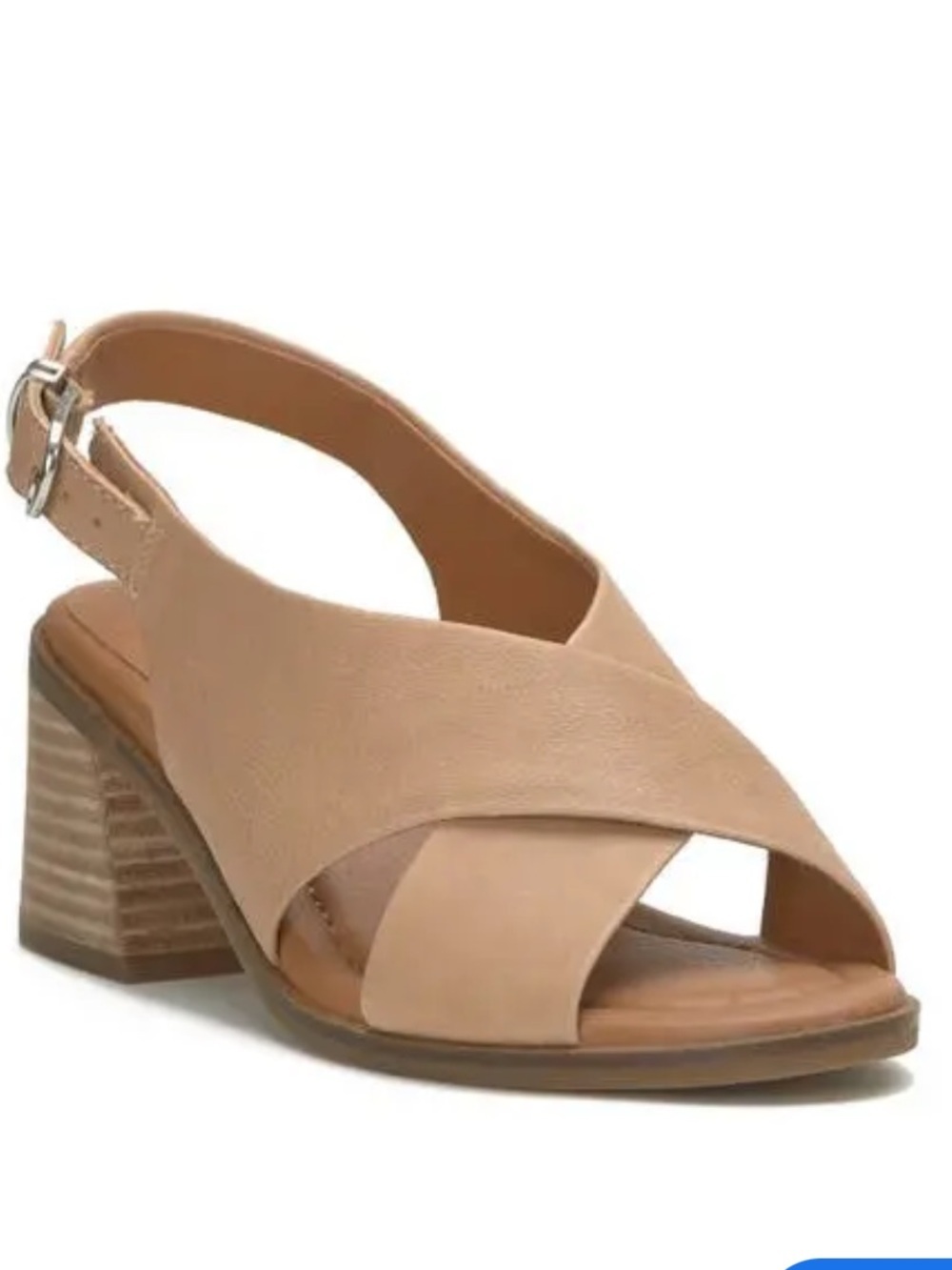 Lucky Brand Rhidlee Soft Leather Slingback Criss Cross Sandals Beige Size 8